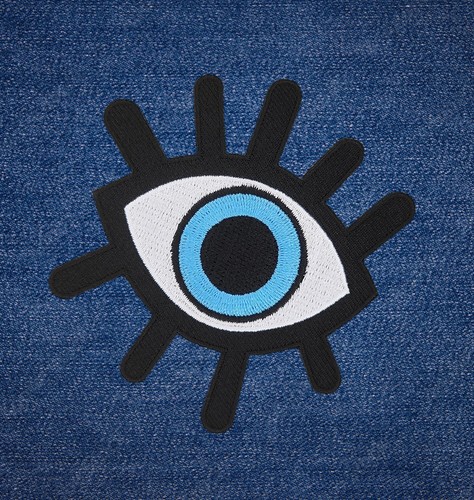 bf56★Auge Blau Aufnäher zum aufbügeln Bügelbild Patch Applikation 7,3 x 8,6 cm - Bild 6 von 7