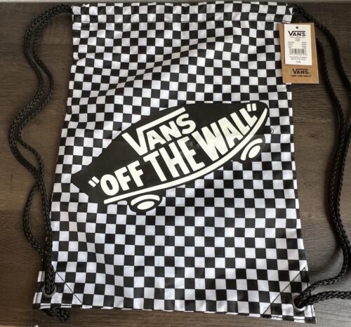 Vans Off The Wall Benched Bag Drawstring Black And White Checkered NWT - Picture 1 of 7