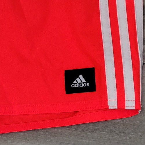 Adidas Swim Shorts Men's 2XL App Solar Red 3 Stripes Clx Very Short Length New - Picture 7 of 10
