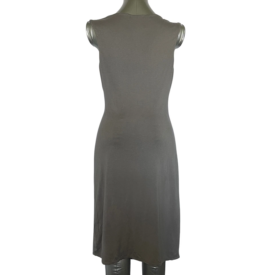 Mini Vestido Jersey Studio M Gris Sin Mangas Cuello en V Simulado Nudo Frontal Talla M Foto 4 de 4