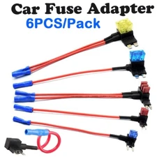 6PCS 12V Car Add-A-Circuit Fuse Tap Adapter Standard Low Profile Blade Holder