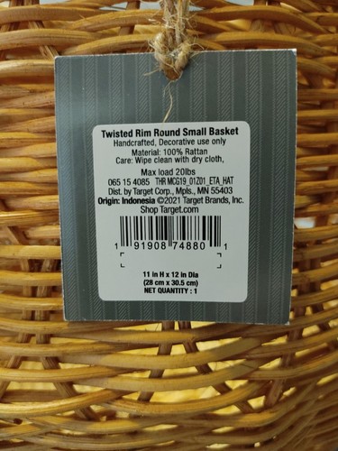 Threshold Designed By Studio McGee Twisted Rim Round Small Decorative Basket - Picture 6 of 6