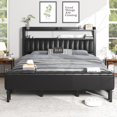 Full/Queen/King Size Bed Frame with Starry Sky Lights and Storage Drawer