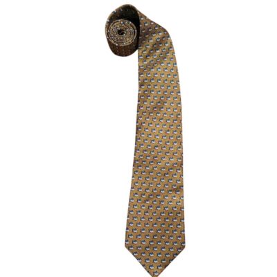 BIJOUX TERNER Men's Genuine Silk Fish Print Handmade Neck Tie Yellow Blue