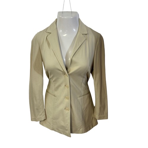 Coldwater Creek Blazer Womens Size 8 Jacket Tan Minimalist Office Career Stretch - Picture 11 of 17