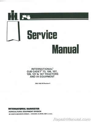 International Harvester Cub Cadet 73 126 127 147 Service Manual | eBay