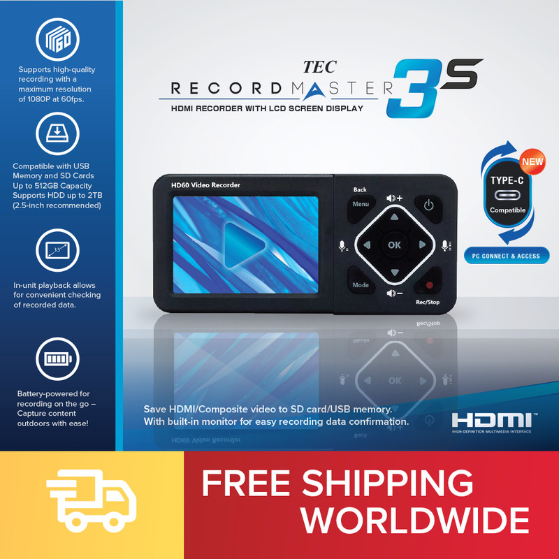 HDMI Video/Game Capture Recorder 1080p 60fps Live Streaming Device TMREC-FHD3S
