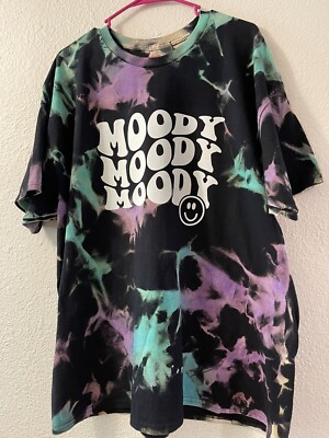 Bleached Then Tie Dyed Teal And Purple Moody Tshirt