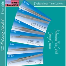 Vetus Eyelash Extension stainless Professional  Curved Straight Tweezer  Fine