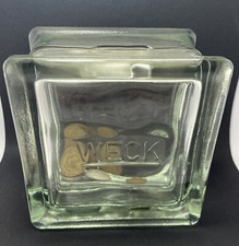 WECK Glas Spardose Glasbaustein Sparschweid Sparen Eckig Alt
