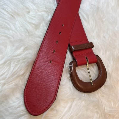 Catherine Dial Easley Red Leather Wide Belt Sz S Brown  display picture 1