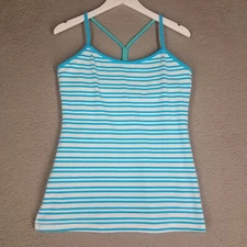 Lululemon Racerback Tank Top Women's 6 Blue Striped Gym Workout Yoga Active