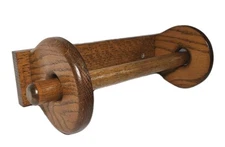 Solid Oak Wood Paper Towel Towels Holder Removeable Rod Heavy Wooden 