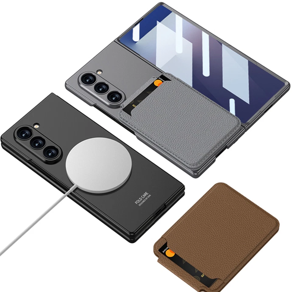 Funda segura para Samsung Galaxy Z Fold7 6 Mag con soporte billetera de cuero desmontable Foto 2 de 4