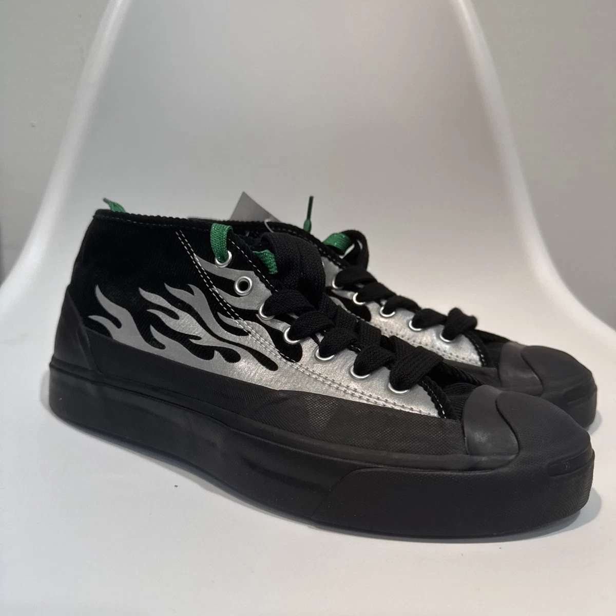 希少A$AP Nast x Converse Jack Purcell Mid ASAP Nast x Converse Jack Purcell Mid Silver Flames for Sale
