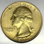 1964-D Washington Quarter 90% Silver Coin .9999 Gold Plated - 4063
