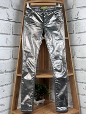 Versace Jeans Silver Pants Metallic Made in Italy Size W28/L31 US TAX PAID 