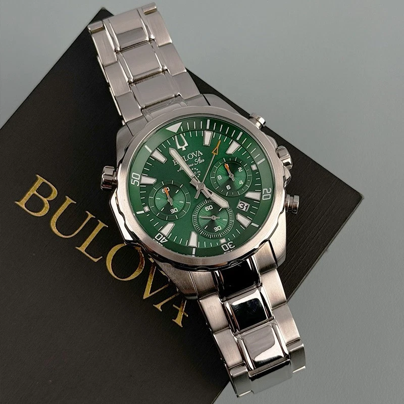 Bulova Marine Star 96B396 Reloj Cronógrafo Hombre Cuarzo Esfera Verde 43mm Foto 3 de 4