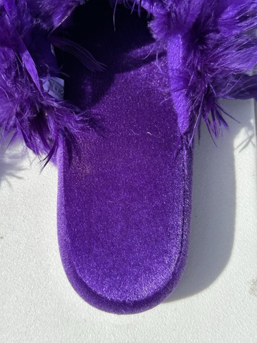 Fuzzy Feather Home Slippers Purple Feather Flat Slippers Women's Size 6.5 - 7.5 - Imagen 4 de 7