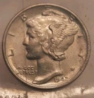1942 Mercury Dime Silver 10C Circulated Business Strike Philadelphia .9 Fineness