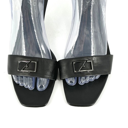 Sandalias Mules Franco Sarto Talla 9.5 Cuero Negro Tacón Gatito Roey Mujer - Imagen 3 de 14