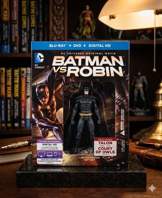 Batman Vs Robin Blu-Ray & DVD Limited Edition Gift Set + Batman Figurine- Used