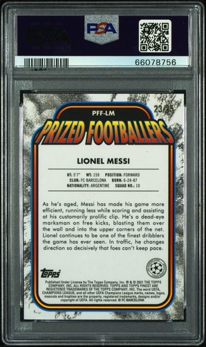 2020/21 Topps Finest UCL Lionel Messi /25 Green Red Fusion PSA 10 - Bild 2 von 2