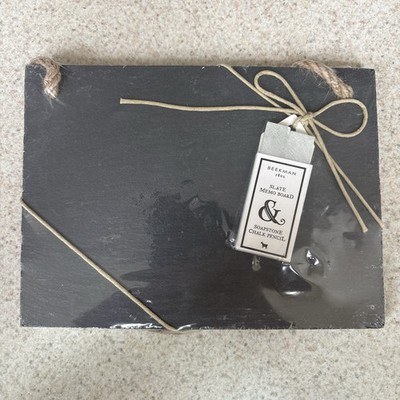 Beekman 1802 Slate Hanging Memo Chalk Board & Soapstone Chalk Pencil 7  x 5.5 