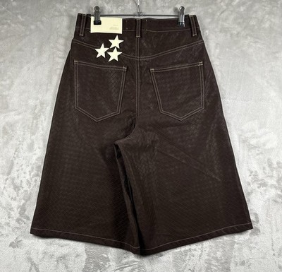 Scuffers Long Baggy PU Shorts Jorts 13  Size 34 (Actual Waist 27 ) Brown Skater