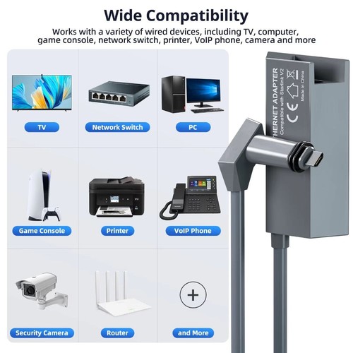 Rectangle Dish Antenna Ethernet Adapter for Starlink V2/Gen2 Outdoor - Zdjęcie 5 z 8