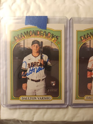 2021 Topps Heritage DAULTON VARSHO Red Auto /72 RC Rookie + Base Autograph - Picture 3 of 4