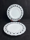 2 Westmoreland Forget Me Not Luncheon Plates | 8.5” Milk Glass Lattice Edge Vtg.
