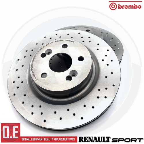 FOR RENAULT MEGANE 225 CLIO 197 200 SPORT FRONT BREMBO DRILLED BRAKE DISCS PADS - Picture 4 of 7