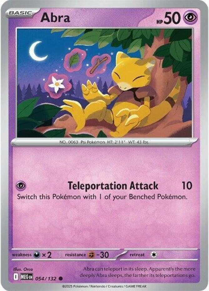 1x Abra - 054/132 - Common - Mega Evolution - Base Set - Near Mint - Pokemon!