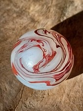 11/16" Wet Mint EXTREMELY BUSY Akro Silver Oxblood Marble with Blood Cyclone.