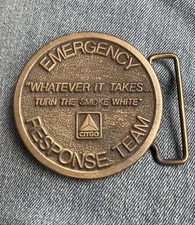 Vintage CITGO Refinery Emergency Response Team Brass Belt Buckle Lake Charles La