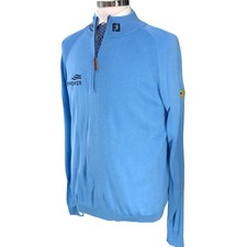 FootJoy Half Zip Sweater Mens M Light Blue Golf Pullover Corporate Branded