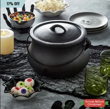 4-Quart Cast Iron Cauldron Pot w/ Handle Camping Cooking Kettle Outdoor