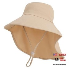 Outdoor Kids Sun Hat with Neck Flap UPF 50 Sun Protection 1 1pack-khaki