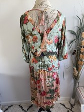 FARM X Anthropologie Maxi Dress V neck Floral Size PS Flaw