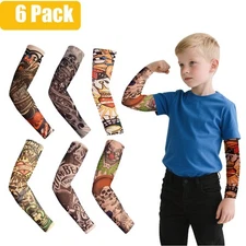 6Pc Temporary Tattoo Sleeves for Kids Basketball Cooling Arm Cover Sun Protector
