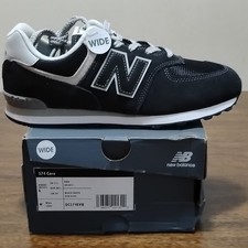 New Balance 574 Core Unisex Kids Athletic Sneakers Black/White US 6 W GC574EVB
