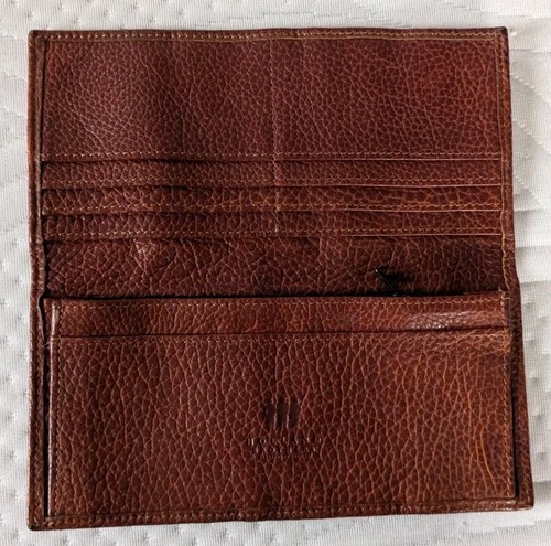 Vintage Holland Brothers Brown Pebbled Leather Billfold Wallet Unisex Handmade