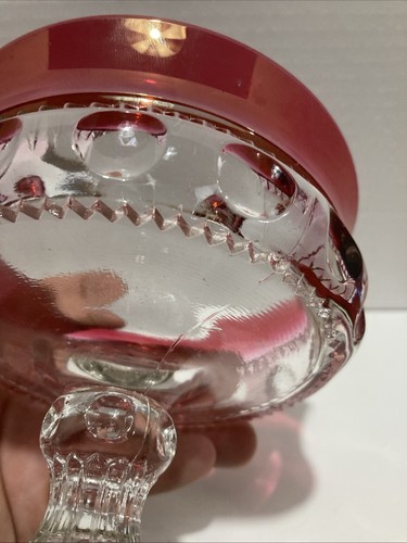 Vintage Indiana Glass Kings Crown Royal Ruby Red Thumbprint Pedestal 5 1/4” - Picture 10 of 14