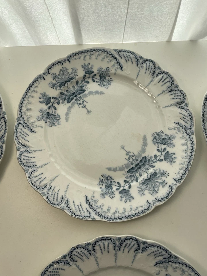 Ensemble de 6 assiettes à dîner anciennes - Saint Amand et HAMAGE NORD - Régence - Photo 3/4