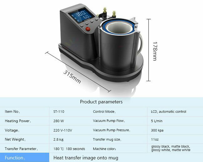 110V 11oz Pneumatic Mug Heat Press Machine Sublimation Printer Mug Cup ...