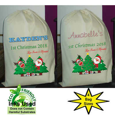 Weihnachtsmannsack personalisierte Strumpf Geschenktasche Junge Mädchen beliebiger Name Jahr BELIEBIG