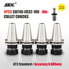 4Pcs CAT40-ER32-100mm Gage Length 4" Collet Chucks Tool Holder for CNC Milling