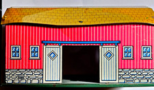 Ohio Art Tin Litho Small Red Barn Yellow Roof w Cupola Farm Set Toy 1950/60  s