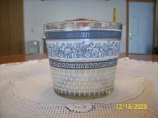 Jeanette Glass Vintage Roman Greek Warrior & Diamond Glass Ice Bucket